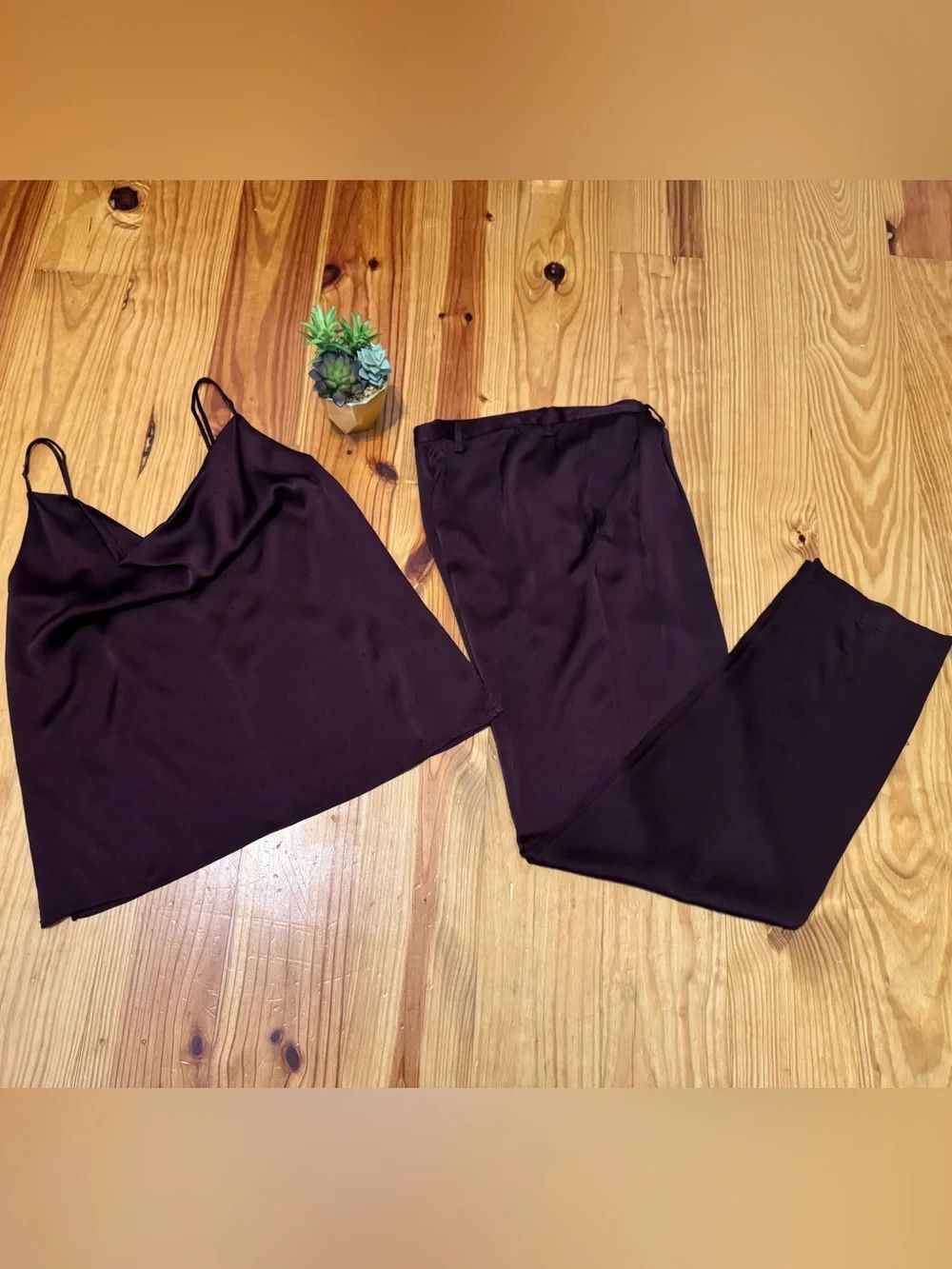 Forte Forte Italy Two Piece Silk Cowl Neck Top High Waist Pants Set Size 0/2